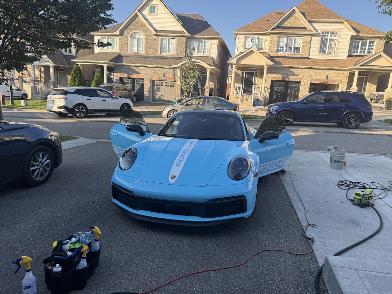 Porsche 911 finished detail in a Milton driveway