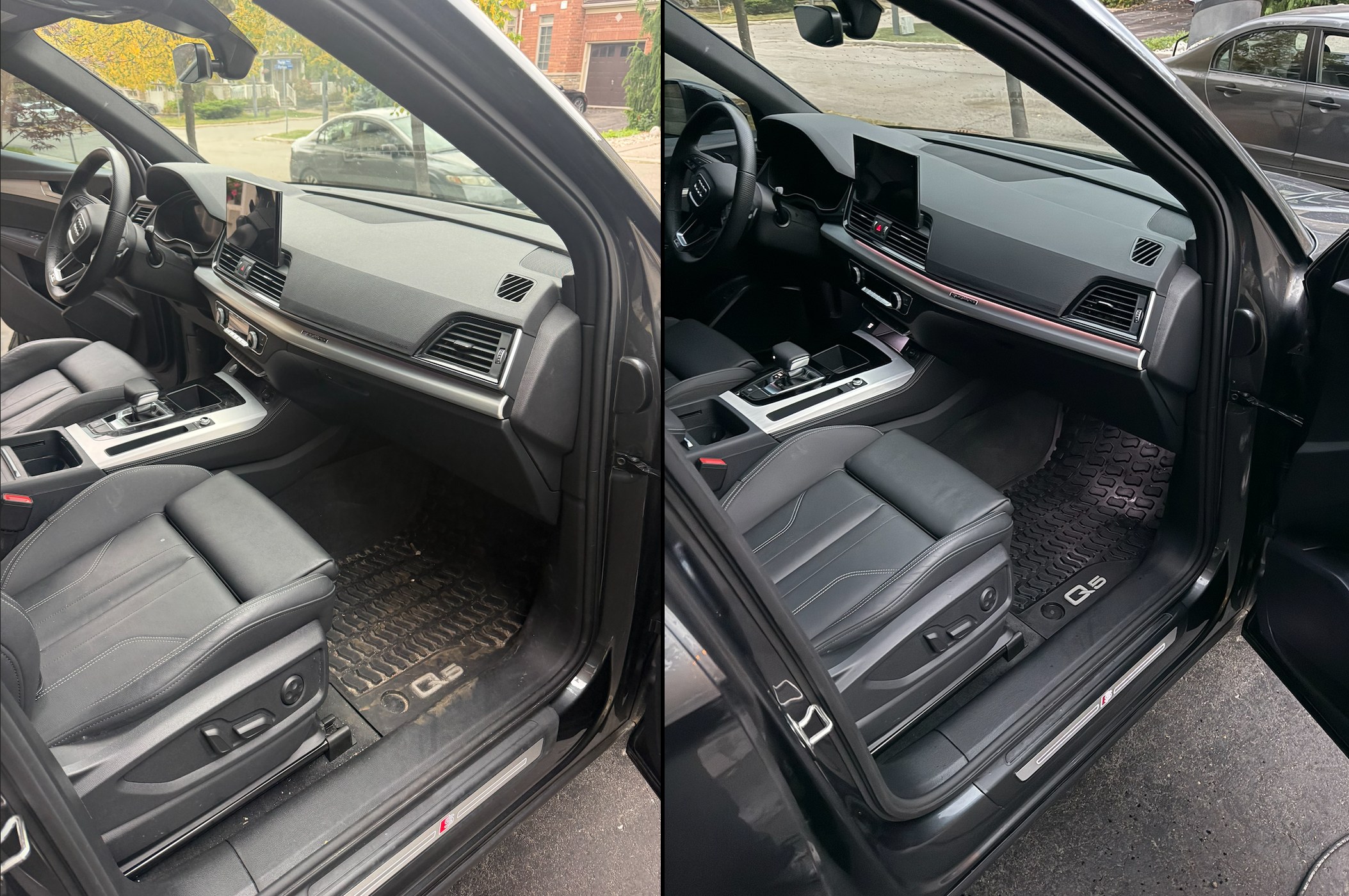 Audi Q5 interior before and after a mobile detail in Milton
